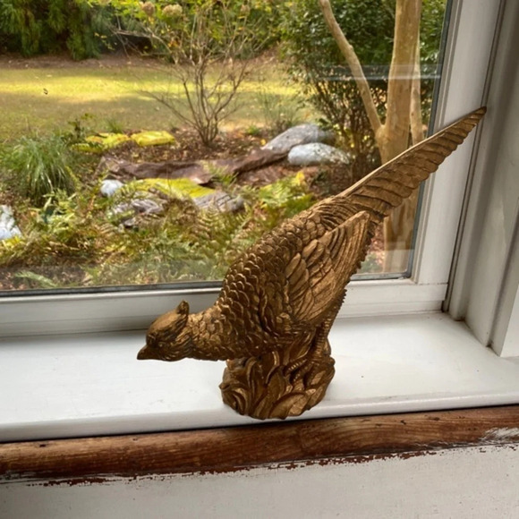 Pier 1 Gold Pheasant Bird Sculpture (Flawed) - Picture 9 of 10